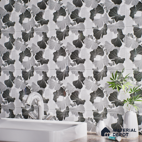Floral Wall Tile TL 07244 Florina 1001 1 ft x 1 ft Ceramic Glossy Finish - 9 mm  | 2 mm Spacer is Mandatory | Please Expect a Slight Variation of Pattern